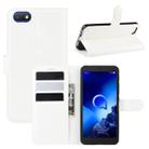 For Alcatel 1v (2019) （Fingerprint-free Version）Litchi Texture Horizontal Flip Protective Case with Holder & Card Slots & Wallet(White) - 1