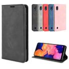 For Galaxy A10 Retro-skin Business Magnetic Suction Leather Case with Holder & Card Slots & Wallet(Black) - 7