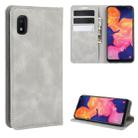 For Galaxy A10 Retro-skin Business Magnetic Suction Leather Case with Holder & Card Slots & Wallet(Grey) - 1