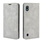 For Galaxy A10 Retro-skin Business Magnetic Suction Leather Case with Holder & Card Slots & Wallet(Grey) - 4