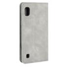 For Galaxy A10 Retro-skin Business Magnetic Suction Leather Case with Holder & Card Slots & Wallet(Grey) - 12