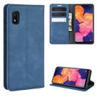 For Galaxy A10 Retro-skin Business Magnetic Suction Leather Case with Holder & Card Slots & Wallet(Dark Blue) - 1