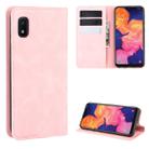 For Galaxy A10 Retro-skin Business Magnetic Suction Leather Case with Holder & Card Slots & Wallet(Pink) - 1