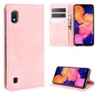 For Galaxy A10 Retro-skin Business Magnetic Suction Leather Case with Holder & Card Slots & Wallet(Pink) - 3