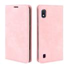 For Galaxy A10 Retro-skin Business Magnetic Suction Leather Case with Holder & Card Slots & Wallet(Pink) - 4