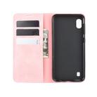 For Galaxy A10 Retro-skin Business Magnetic Suction Leather Case with Holder & Card Slots & Wallet(Pink) - 9