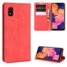For Galaxy A10 Retro-skin Business Magnetic Suction Leather Case with Holder & Card Slots & Wallet(Red) - 1
