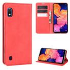 For Galaxy A10 Retro-skin Business Magnetic Suction Leather Case with Holder & Card Slots & Wallet(Red) - 3