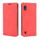 For Galaxy A10 Retro-skin Business Magnetic Suction Leather Case with Holder & Card Slots & Wallet(Red) - 4