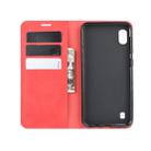 For Galaxy A10 Retro-skin Business Magnetic Suction Leather Case with Holder & Card Slots & Wallet(Red) - 9
