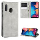 For Galaxy A20e Retro-skin Business Magnetic Suction Leather Case with Holder & Card Slots & Wallet(Grey) - 1