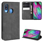 For Galaxy A40 Retro-skin Business Magnetic Suction Leather Case with Holder & Card Slots & Wallet(Black) - 1
