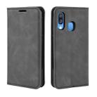 For Galaxy A40 Retro-skin Business Magnetic Suction Leather Case with Holder & Card Slots & Wallet(Black) - 4