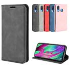 For Galaxy A40 Retro-skin Business Magnetic Suction Leather Case with Holder & Card Slots & Wallet(Black) - 7