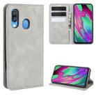 For Galaxy A40 Retro-skin Business Magnetic Suction Leather Case with Holder & Card Slots & Wallet(Grey) - 1