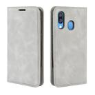For Galaxy A40 Retro-skin Business Magnetic Suction Leather Case with Holder & Card Slots & Wallet(Grey) - 4