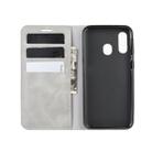 For Galaxy A40 Retro-skin Business Magnetic Suction Leather Case with Holder & Card Slots & Wallet(Grey) - 9