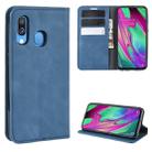 For Galaxy A40 Retro-skin Business Magnetic Suction Leather Case with Holder & Card Slots & Wallet(Dark Blue) - 1