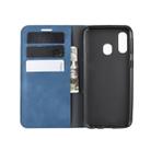 For Galaxy A40 Retro-skin Business Magnetic Suction Leather Case with Holder & Card Slots & Wallet(Dark Blue) - 9
