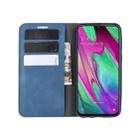 For Galaxy A40 Retro-skin Business Magnetic Suction Leather Case with Holder & Card Slots & Wallet(Dark Blue) - 10