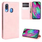 For Galaxy A40 Retro-skin Business Magnetic Suction Leather Case with Holder & Card Slots & Wallet(Pink) - 1