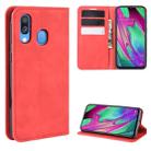 For Galaxy A40 Retro-skin Business Magnetic Suction Leather Case with Holder & Card Slots & Wallet(Red) - 1