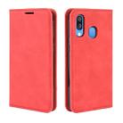 For Galaxy A40 Retro-skin Business Magnetic Suction Leather Case with Holder & Card Slots & Wallet(Red) - 4