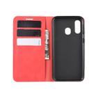 For Galaxy A40 Retro-skin Business Magnetic Suction Leather Case with Holder & Card Slots & Wallet(Red) - 9