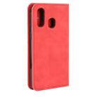 For Galaxy A40 Retro-skin Business Magnetic Suction Leather Case with Holder & Card Slots & Wallet(Red) - 12