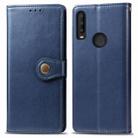 For Alcatel 3X 2019 Retro Solid Color Leather Buckle Mobile Phone Protection Leather Case with Photo Frame & Card Slot & Wallet & Bracket Function(Blue) - 1