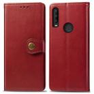 For Alcatel 3X 2019 Retro Solid Color Leather Buckle Mobile Phone Protection Leather Case with Photo Frame & Card Slot & Wallet & Bracket Function(Red) - 1
