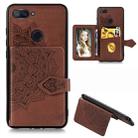 For Xiaomi Mi 8 Lite  Mandala Embossed Magnetic Cloth PU + TPU + PC Case with Holder & Card Slots & Wallet & Photo Frame & Strap(Brown) - 1