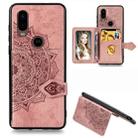 For Motorola P40 Mandala Embossed Magnetic Cloth PU + TPU + PC Case with Holder & Card Slots & Wallet & Photo Frame & Strap(Rose Gold) - 1