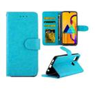 For Galaxy M30s Crazy Horse Texture Leather Horizontal Flip Protective Case with Holder & Card Slots & Wallet & Photo Frame(Baby Blue) - 1