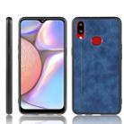 For Galaxy A10s Shockproof Sewing Cow Pattern Skin PC + PU + TPU Case(Blue) - 1