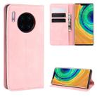 For Huawei Mate 30 Pro Retro-skin Business Magnetic Suction Leather Case with Holder & Card Slots & Wallet(Pink) - 1