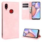 For Galaxy A10s Retro-skin Business Magnetic Suction Leather Case with Holder & Card Slots & Wallet(Pink) - 1