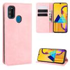 For Galaxy M30s Retro-skin Business Magnetic Suction Leather Case with Holder & Card Slots & Wallet(Pink) - 1