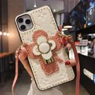 For iPhone 11 Pro Max Leather Sunflower Buckle Bracket Mobile Phone Protective Case(White) - 1