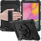 For Galaxy Tab A10.1 2019 / T510 Shockproof Colorful Silica Gel + PC Protective Case, with Holder & Shoulder Strap(Black) - 1