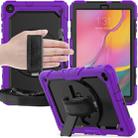For Galaxy Tab A10.1 2019 / T510 Shockproof Colorful Silica Gel + PC Protective Case, with Holder & Shoulder Strap(Purple) - 1