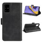 For Galaxy A51 Double Buckle Crazy Horse Business Mobile Phone Holster with Card Wallet Bracket Function(Black) - 1