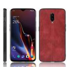 For OnePlus 6T Shockproof Sewing Cow Pattern Skin PC + PU + TPU Case(Red) - 1