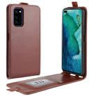 For Huawei Honor V30/V30 Pro  R64 Texture Single Vertical Flip Leather Protective Case with Card Slots & Photo Frame(Brown) - 1