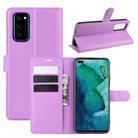 For Huawei Honor V30/V30 Pro Litchi Texture Horizontal Flip Protective Case with Holder & Card Slots & Wallet(Purple) - 1