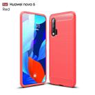 For Huawei Nova 6 Brushed Texture Carbon Fiber TPU Case(Red) - 1