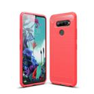 For LG Q70 Brushed Texture Carbon Fiber TPU Case(Red) - 1
