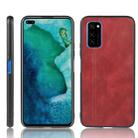 For  Huawei Honor V30 / V30 Pro Shockproof Sewing Cow Pattern Skin PC + PU + TPU Case(Red) - 1