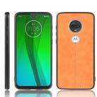 For Motorola Moto G7/G7 Plus Shockproof Sewing Cow Pattern Skin PC + PU + TPU Case(Orange) - 1