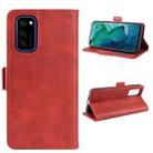 For Huawei Honor V30 / Honor V30 Pro Double Buckle Crazy Horse Business Mobile Phone Holster with Card Wallet Bracket Function(Red) - 1